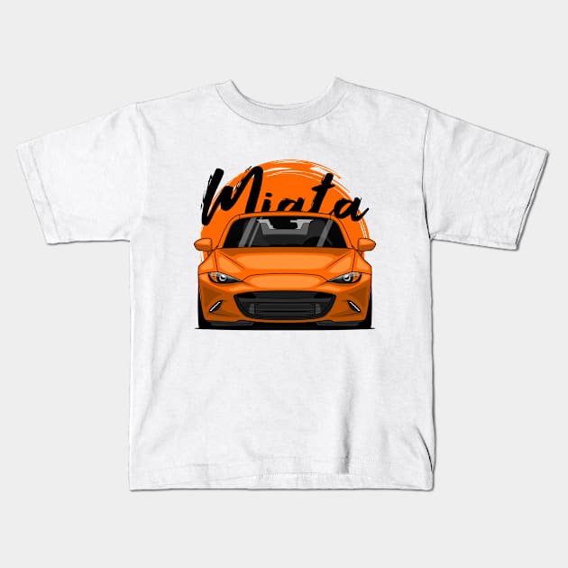 Orange Miata MX5 ND Kids T-Shirt by GoldenTuners